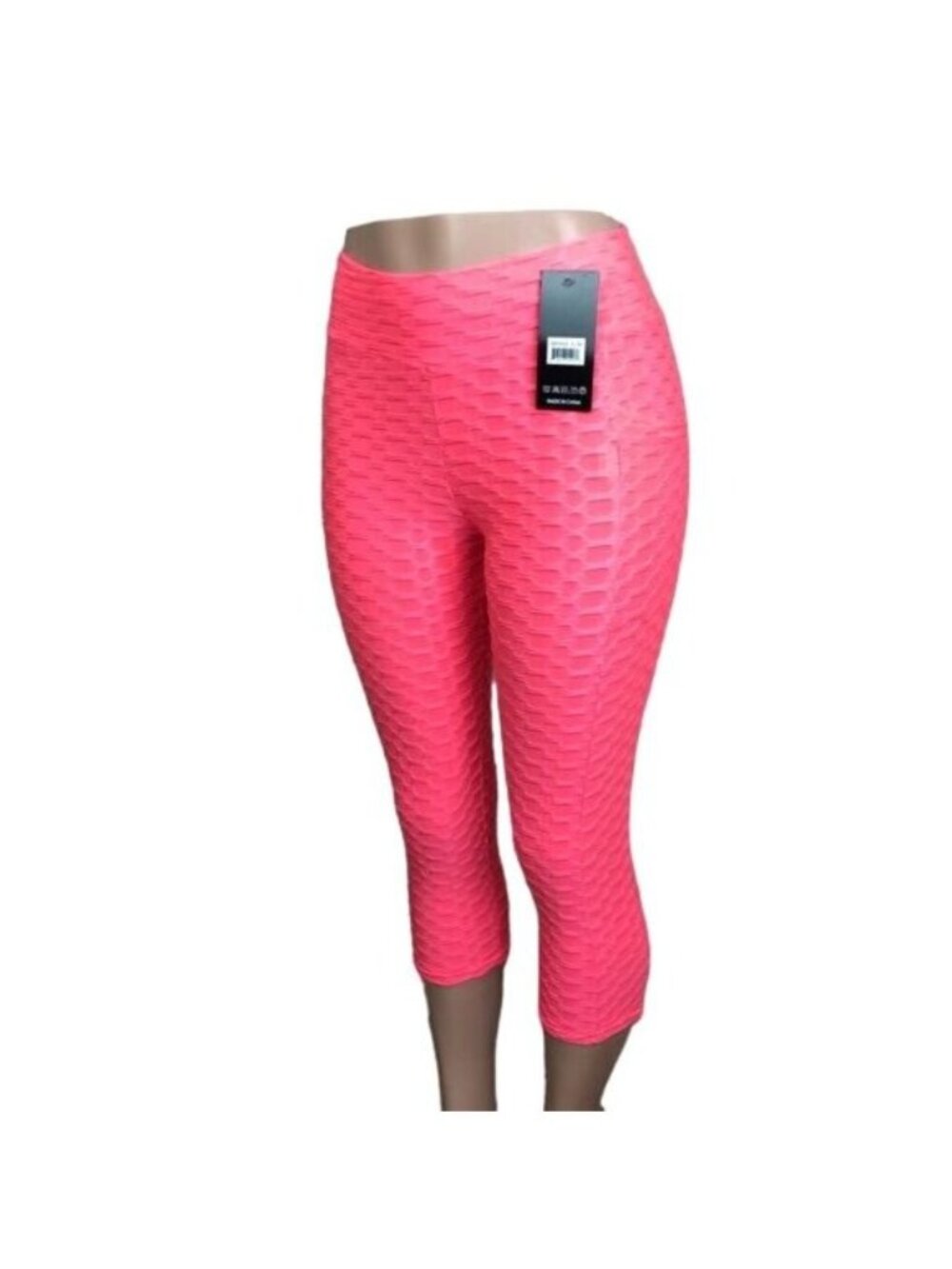 Fashion Women’s Bubble Textured Yoga Capri Pant Junior SZ S-M Pink Neon